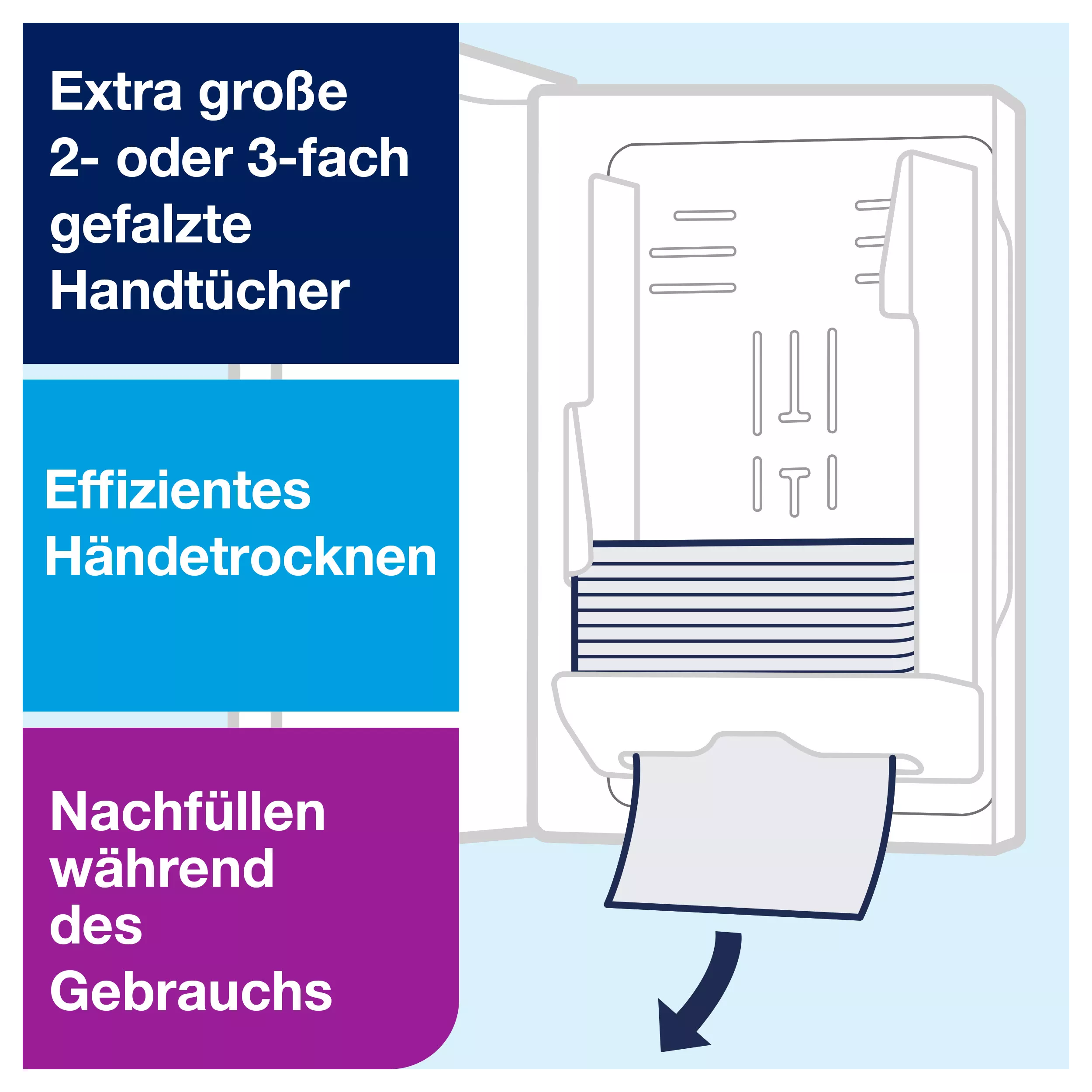 Tork Xpress® Spender für Multifold-Handtücher Weiß H2, Einzeltuchentnahme, Elevation Design, 552000