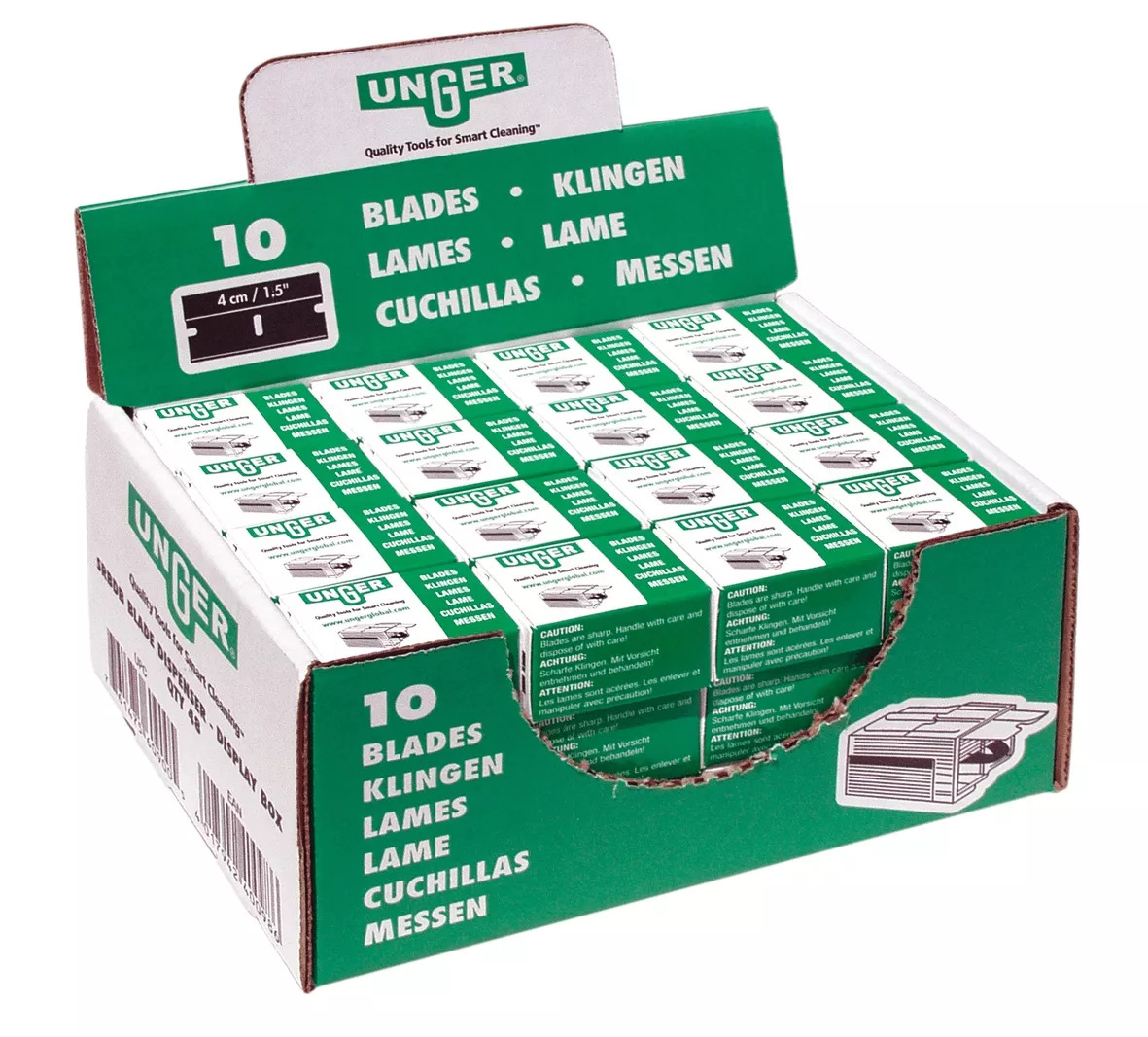 Unger Ersatzklingen, 4cm (1 Packung = 10 Klingen ) Display Box - SRBDB
