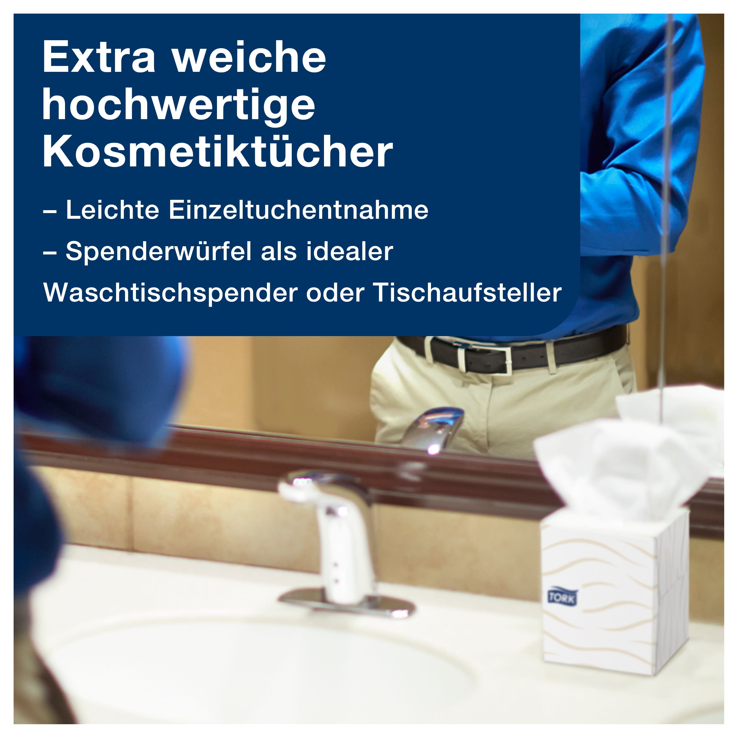 Tork extra weiche Kosmetiktücher (im Spenderwürfel), Premium, 2-lagig, 30 × 100 Blatt, 140278