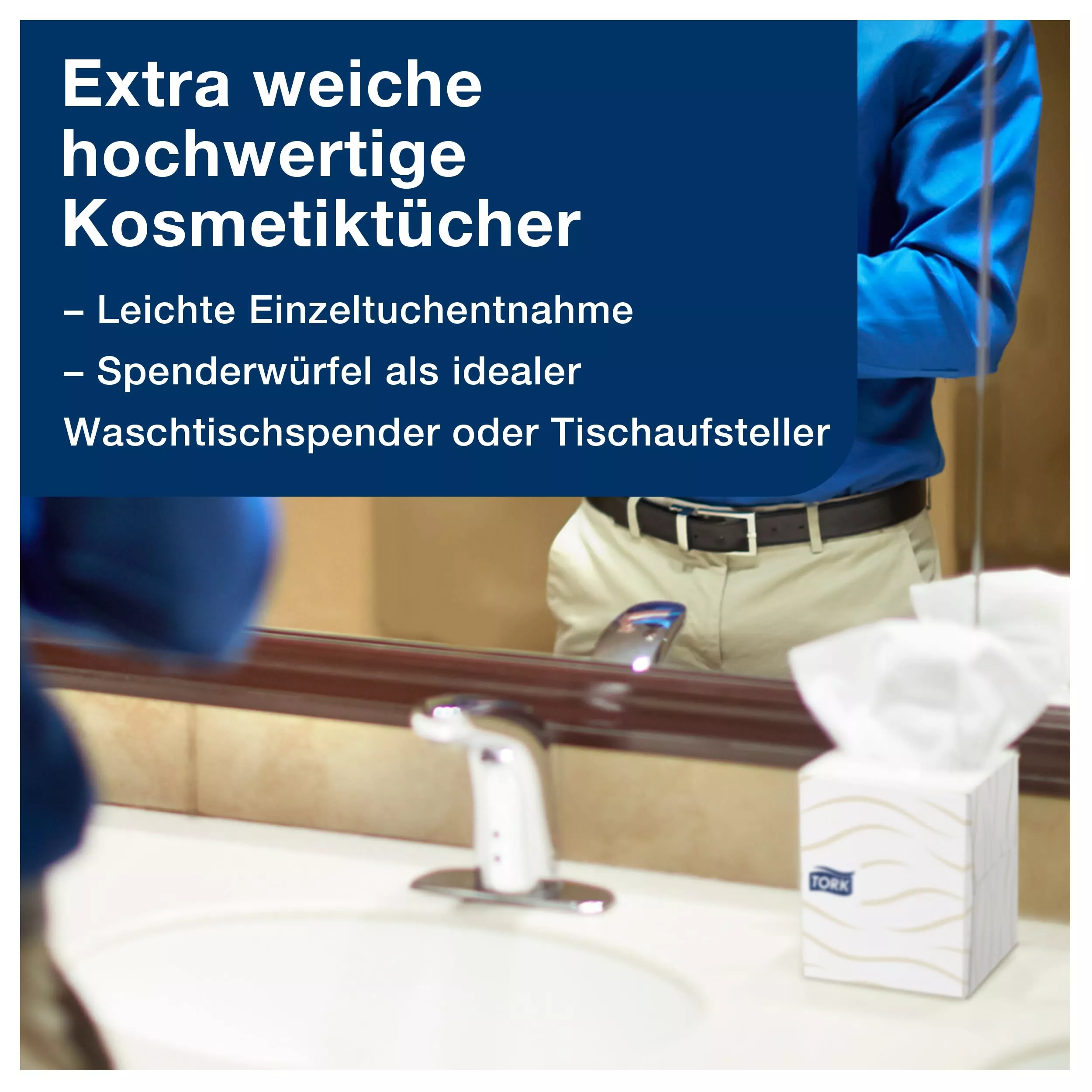 Tork extra weiche Kosmetiktücher (im Spenderwürfel), Premium, 2-lagig, 30 × 100 Blatt, 140278