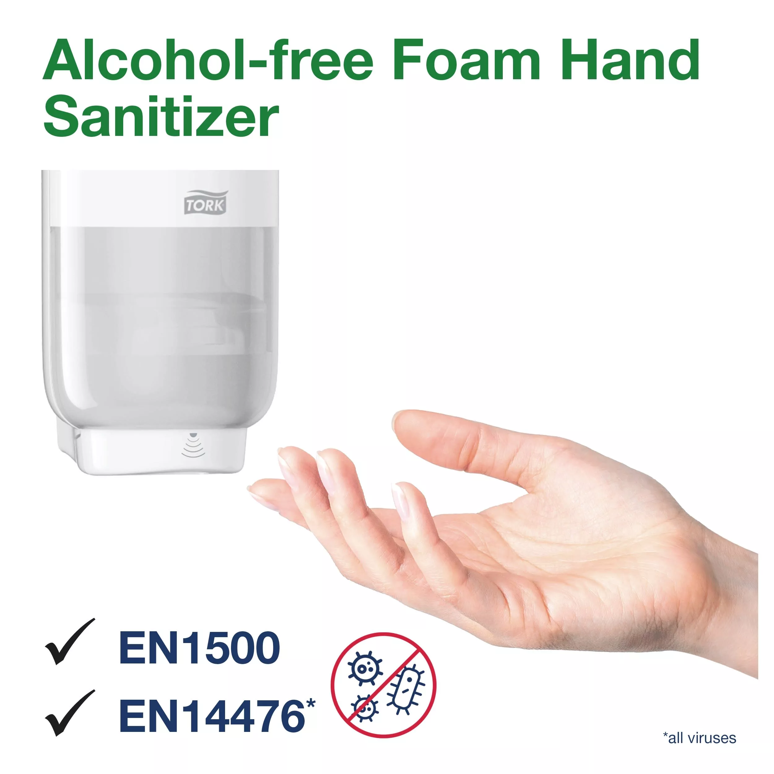 Tork alkoholfreier Händedesinfektionsschaum S4, dermatologisch getestetes Desinfektionsmittel, 6 × 1.000 ml, 520202