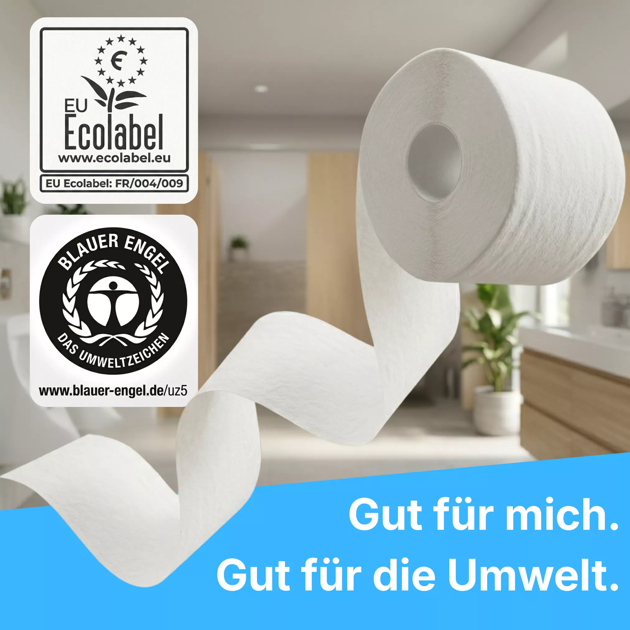 Cleanclub Toilettenpapier Basic 2-lagig - hochweiss - 8x250 Blatt 64 Rollen